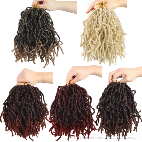 Cheap Synthetic 8 inch Nu Faux afro Locs Crochet hair Distressed  boho colored locs Crochet Soft Faux Locs for black women